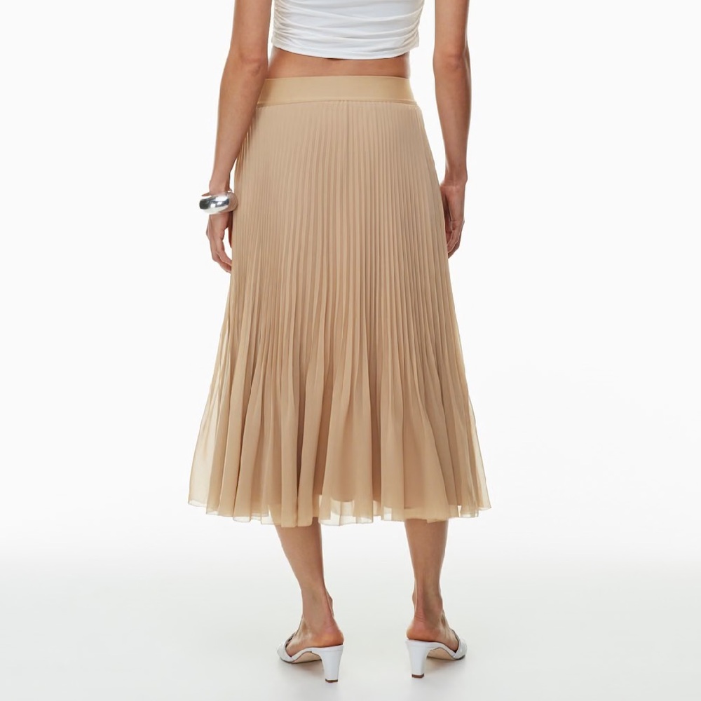 NWT artizia Wilfred Twirl Pleated Chiffon Midi Skirt Taupe Womens Size xl Brown - Picture 3 of 13